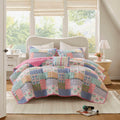 Roomfitters Multi Full Queen 4 Piece Patchwork Quilt Set Reversible Floral Butterfly Bedding Soft All Season Complete