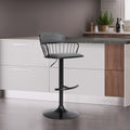 Roomfitters Nash Adjustable Height Swivel Black Wood Bar Stool Faux Leather Kitchen Pub Chair Black Pedestal Base