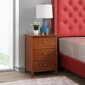 Roomfitters Nightstand With Silver Knobs Luxury 3 Drawer Bedside Table Modern Wood Grain Bedroom End Table