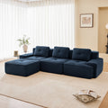 Roomfitters No Assembly Modular Sofa 117 Inch Corduroy 3 Seater With Piping Blue