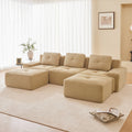 Roomfitters No Assembly Modular Sofa 117 Inch Corduroy 3 Seater With Piping Camel