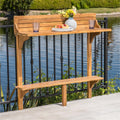 Roomfitters Outdoor Balcony Railing Bar Table Wooden Hanging Deck Patio Porch Counter Top Shelf Space Saving Natural
