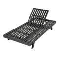 Roomfitters Outdoor Chaise Lounge Foldable Acacia Wood Sunbed With Adjustable Backrest And Flat Storage Surface Black