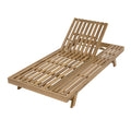 Roomfitters Outdoor Chaise Lounge Foldable Acacia Wood Sunbed With Adjustable Backrest And Flat Storage Surface Light Brown