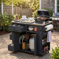 Roomfitters Outdoor Grill Cart And Bbq Prep Station Stainless Steel Top Rolling Kitchen Island Potting Bench