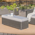 Roomfitters Outdoor Patio Wicker Bench With Grey Upholstered Cushion And Silver Feet For Garden And Porch Grey Silver