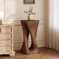 Roomfitters Outdoor Side Table Twisted Sculptural Hollowed Mgo Pedestal Accent Table For Patio Garden Deck Antique Brown