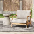 Roomfitters Outdoor Wood Patio Club Chair Modern Deep Seating Armchair Lounge Sofa With Cushions For Deck Teak And Beige
