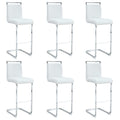 Roomfitters Pu Leather Bar Stools C Shaped Silver Metal Leg High Back Upholstered Seating Set Of 6 Counter Chairs