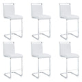 Roomfitters Pu Leather Bar Stools C Tube Chrome Metal Leg High Back Upholstered Seating Set Of 6 Counter Chairs