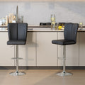 Roomfitters Pu Leather Bar Stools Silver Trumpet Leg Adjustable Swivel Upholstered Seating Set Of 2 Counter Chairs