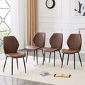 Roomfitters Pu Leather Dining Chairs Black Metal Leg Diamond Quilted Upholstery Set Of 4 Light Luxury Seating