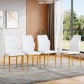 Roomfitters Pu Leather Dining Chairs Gold Metal Leg Luxury Ergonomic Upholstered Seating Set Of 4 6 Side Chairs
