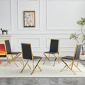 Roomfitters Pu Leather Dining Chairs Gold X Frame Leg Luxury Ergonomic Upholstered Seating Set Of 4 Side Chairs