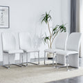 Roomfitters Pu Leather Dining Chairs Silver C Frame Leg High Back Upholstered Seating Set Of 4 Side Chairs