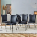 Roomfitters Pu Leather Dining Chairs Silver Electroplated Leg Ergonomic Curved Backrest Seating Set Of 6 Chairs