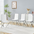 Roomfitters Pu Leather Dining Chairs Silver X Frame Leg Luxury Ergonomic Upholstered Seating Set Of 4 Side Chairs