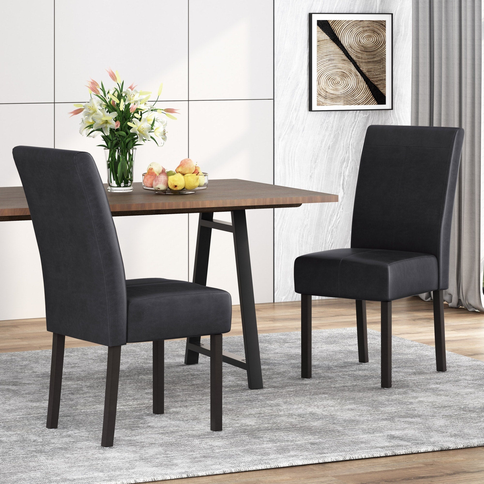 Roomfitters Pertica Pu Leather Dining Chairs Set Of 2 Upholstered Armless Side Chairs Modern T Stitch Seat