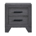 Roomfitters Plano 2 Drawer Nightstand Modern Black Architectural Legs Contemporary Wood Grain End Table