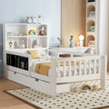 Roomfitters Platform Bed With Chalkboard Headboard Storage Drawers And Shelves Solid Wood Frame