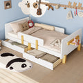 Roomfitters Platform Bed With Storage Drawers And Shelf Solid Wood Frame With Hooks And Guardrails