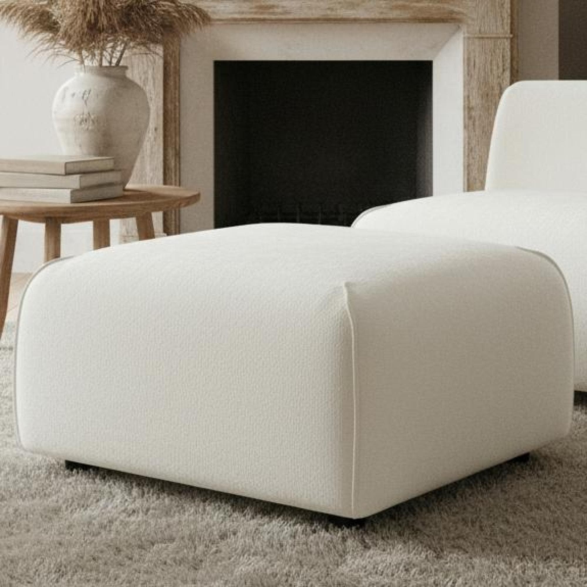 Roomfitters Plush Square Ottoman Upholstered Footrest And Stool Minimalist Extra Seating Solid Wood Base