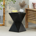 Roomfitters Prismatic Symmetry Wood Grain Outdoor Side Table Hourglass Concrete Accent Table Modern Patio End