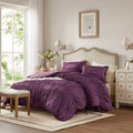 Roomfitters Purple King 3 Piece Ruched Comforter Set French Country Bedding Soft Shabby Chic All Season Complete Set