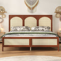 Roomfitters Queen King Wood Platform Bed With Rattan Headboard And Footboard