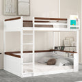 Roomfitters Queen Over Queen Bunk Bed With Storage Box Led Light And Usb Charging White