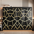 Roomfitters Queen Side Folding Murphy Bed Gold Geometric Pattern Wall Bed With Led Usb Charging For Small Space
