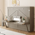 Roomfitters Queen Side Folding Murphy Bed Vanity Desk Mirror Distressed Wall Bed With 2 Storage Units Lift System