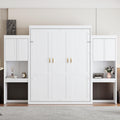 Roomfitters Queen Size Murphy Bed With Desk Modern Wood Hidden Wall Bed Cabinet Frame Space Saving Workstation
