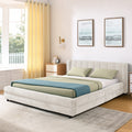 Roomfitters Queen Size Upholstered Bed Frame With 4 Storage Drawers And Channel Tufted Wingback Platform Bed Base