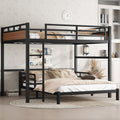 Roomfitters Queen Over Queen Metal Bunk Bed Convertible Separable Bed Frame With Safety Guardrails Walnut