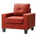Roomfitters Red Club Chair Luxury Pu Leather Accent Seat Modern Padded Armchair Black Tapered Legs
