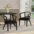 Roomfitters Regal Traditional Black Velvet Dining Armchairs Set Of 2 Cane Web Backrest Royal Dark Wood Seating