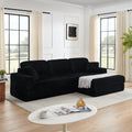 Roomfitters Right Hand Facing Sectional Sofa L Shaped Couch With Ribbed Corduroy Texture Upholstered Padded Seats Black