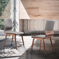 Roomfitters Robin Mid Century Walnut Wood Dining Chairs Set Of 2 Gray Fabric Upholstered Side Chairs Curved Ergonomic Back
