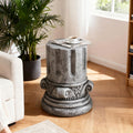 Roomfitters Roman Column Cement End Table Outdoor Patio Side Table Pedestal Stand Weathered Stone Finish Antique Grey