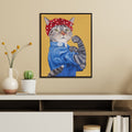 Roomfitters Rosie The Feline Framed Canvas Wall Art 16.5X20.5 Inch Funny Retro Cat Portrait Print For Bedroom Black