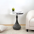 Roomfitters Round Metal Side Table Tray Top Pedestal Accent End Table Small Coffee Table For Living Room White And Black