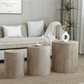 Roomfitters Round Wood Coffee Table Set Of 3 With Natural Finish Nesting Accent Side Tables Tree Stump Design