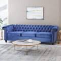 Roomfitters Royal Blue Velvet Chesterfield 3 Seater Sofa Button Tufted Diamond Stitch Glam Nailhead Trim