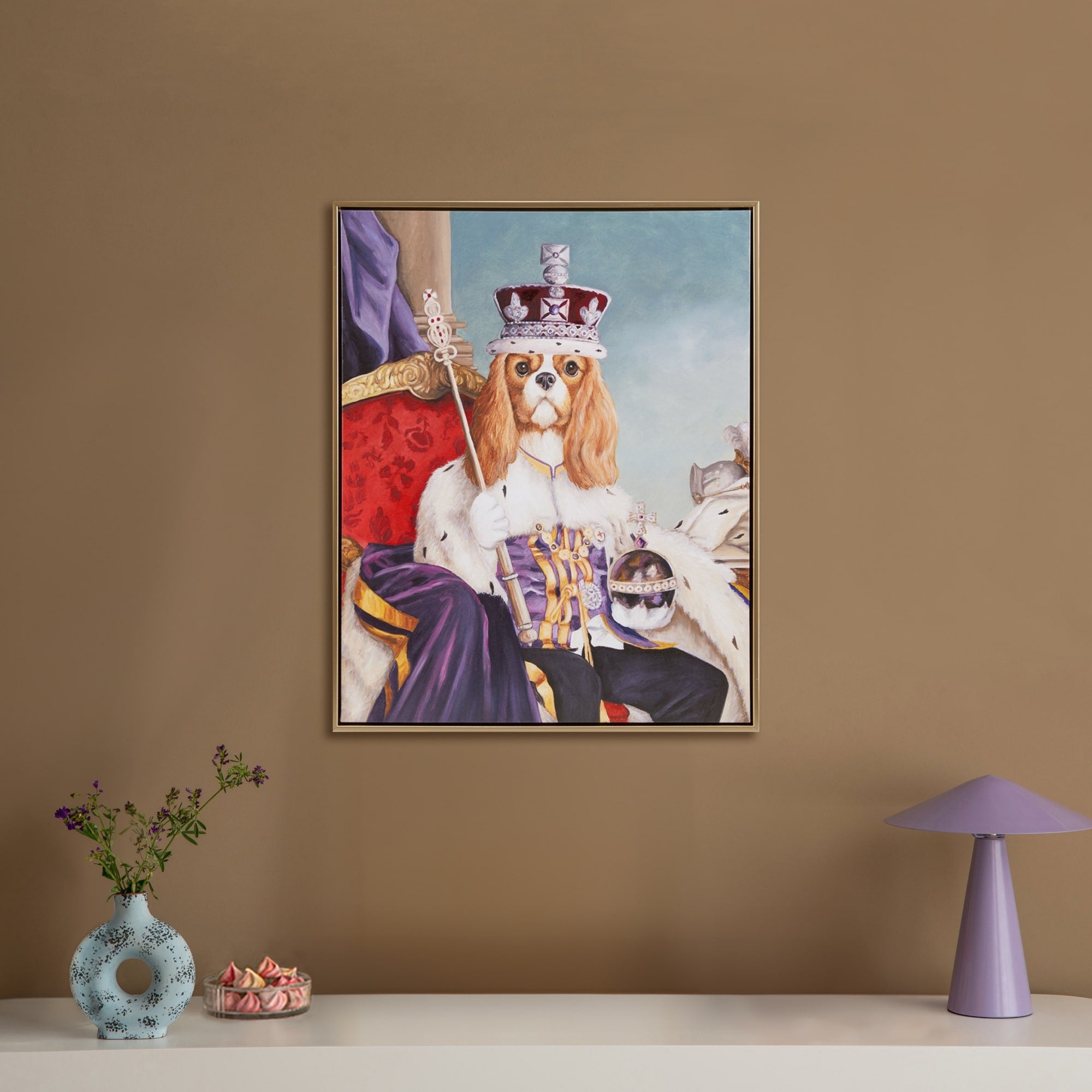 Roomfitters Royal King Charles Spaniel Framed Canvas Wall Art 16.5X20.5 Renaissance Dog Portrait Print For Living Room