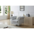 Roomfitters Sammy Silver Teddy Bear Chenille Armchair Rolled Arm Accent Chrome Nailheads Modern Padded Club Chair