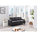 Roomfitters Sandridge Black Pu Leather Transitional Sofa Tufted 3 Seater Couch Modern Padded Seating