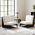 Roomfitters Scott Living Moda Accent Chairs Set Of 2 White Boucle Padded Seating Black Solid Wood Frame Modern Lounge