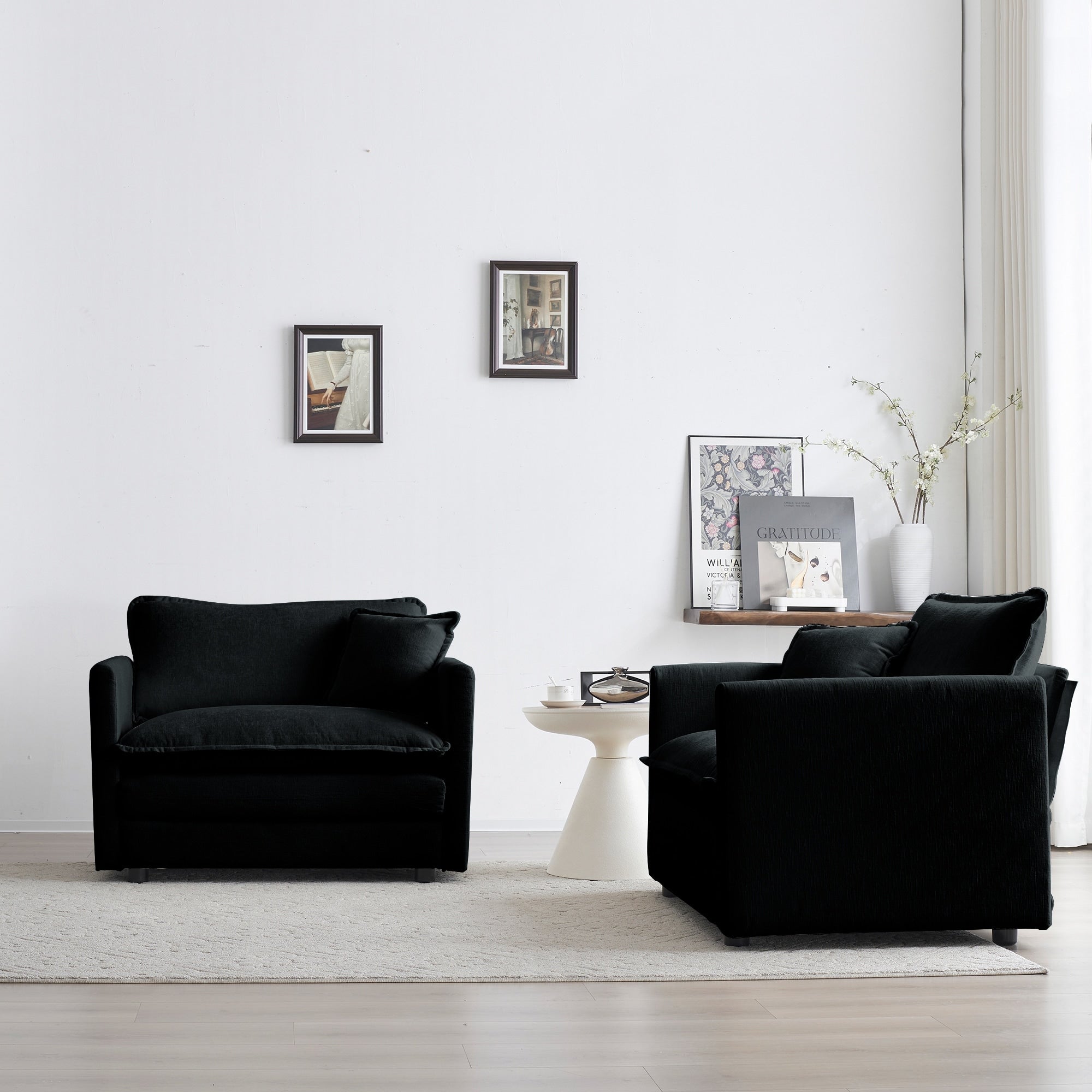 Roomfitters Set Of 2 Chenille Accent Chairs Modular Upholstered Armchairs With Pillows