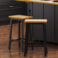 Roomfitters Set Of 2 Counter Height Stools 25.6 A Frame Solid Wood Bar Stools With Contoured Wood Seat Footrest